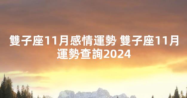 雙子座11月感情運勢 雙子座11月運勢查詢2024